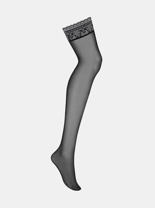 Černé dámské punčochy s krajkovým detailem Obsessive Picantina 