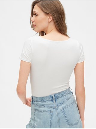 Bílé dámské tričko squareneck bodysuit