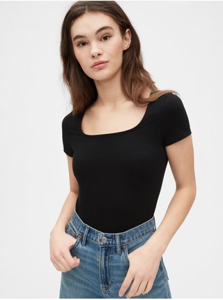 Černé dámské tričko squareneck bodysuit