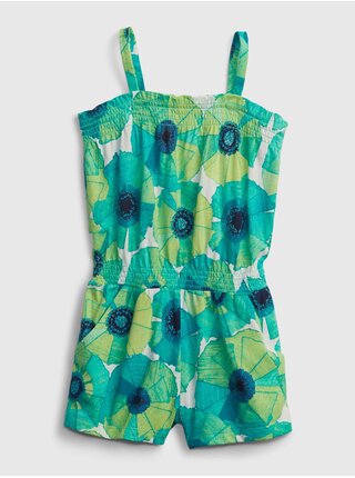 Zelený holčičí dětský overal floral romper