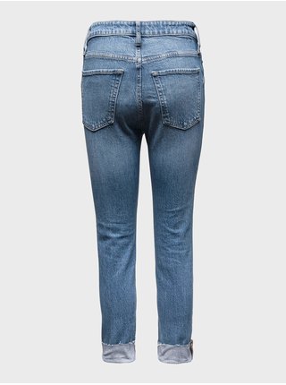 Modré dámské džíny mid rise universal slim boyfriend jeans