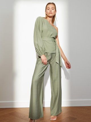 Zelené dámské široké kalhoty Trendyol