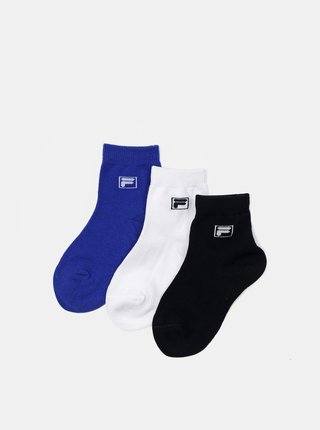 Sada tří párů dětských ponožek v modré a černé barvě FILA
