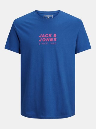 Modré tričko s potlačou na chrbte Jack & Jones Pol