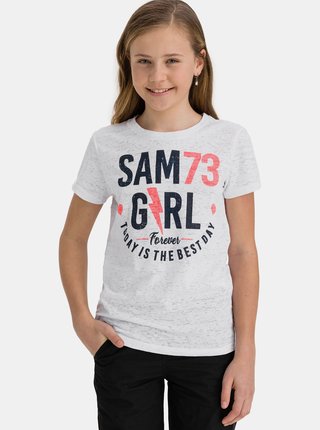 Bílé holčičí tričko s potiskem SAM 73