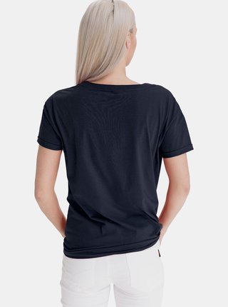 Tmavomodré dámske voľné tričko s potlačou SAM 73