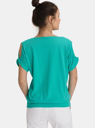 Zelené dámské dlouhé tričko s průstřihy na rukávech SAM 73