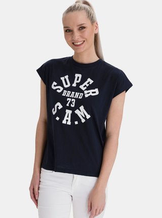 Tmavomodré dámske tričko s potlačou SAM 73