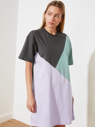 Šedo-fialové šaty Trendyol