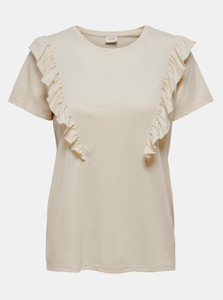 Krémové tričko s volánem Jacqueline de Yong Karen