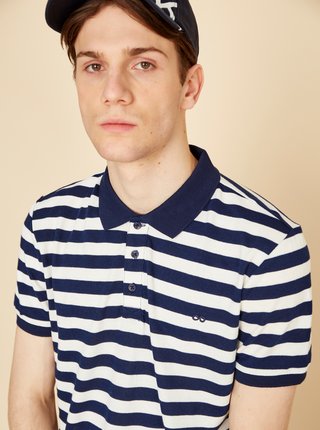 Bílo-modré pánské pruhované basic polo tričko ZOOT Lucas 