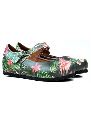 Zelené dámské sandály s tropickým vzorem Goby Paradise