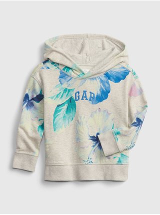 Béžová klučičí dětská mikina GAP Logo floral hoodie