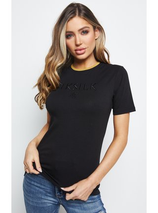 Černé dámské tričko -TEE RINGER COLLAR KNIT RIB