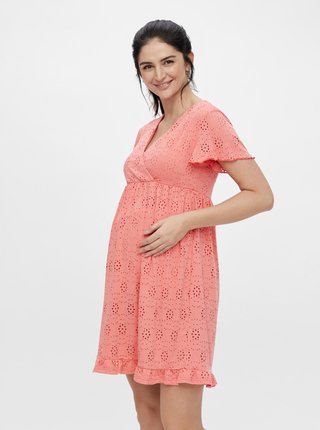 Korálové těhotenské/kojicí šaty s madeirou Mama.licious Denise