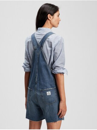 Modré dámské džínové kraťasy s laclem distressed shortall with Washwell
