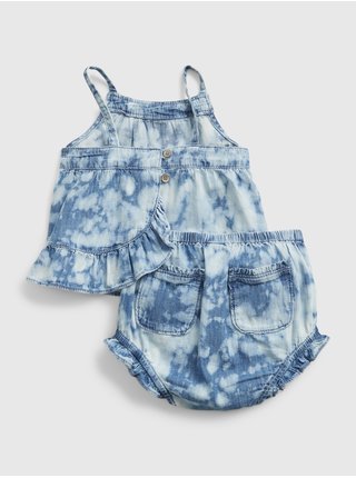 Modrý holčičí baby set tie-dye denim outfit set