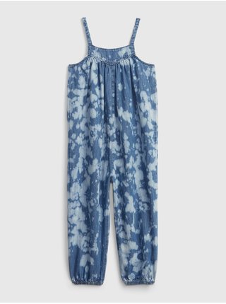 Modrý holčičí dětský overal tie-dye denim jumpsuit with Washwell