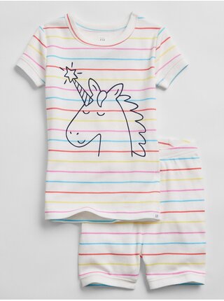 Bílé klučičí dětské pyžamo unicorn stripe 100% organic cotton pj set