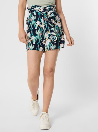 Zeleno-modré kvetované kraťasy so zaväzovaním VERO MODA Simply