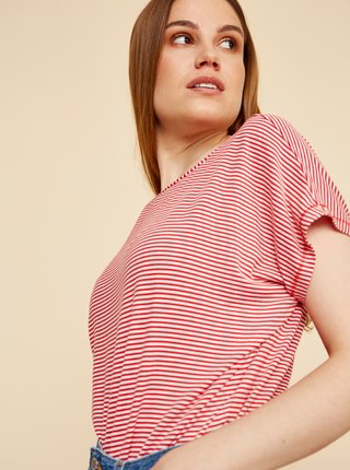 Bílo-červené dámské pruhované basic tričko ZOOT Baseline Christil