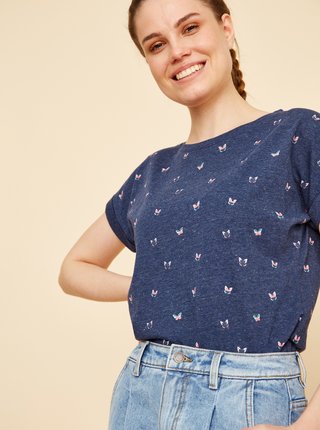 Tmavomodré dámske vzorované tričko ZOOT Baseline Runa