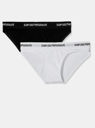 Sada dvou dámských kalhotek v bílé a černé barvě Emporio Armani 163334 CC317 00911