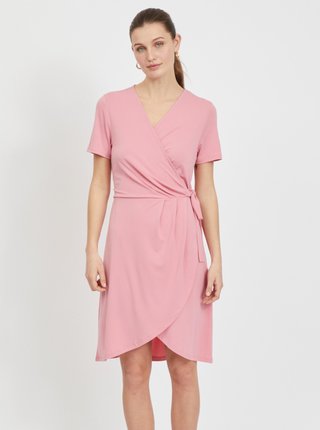 Růžové zavinovací šaty VILA Nayeli