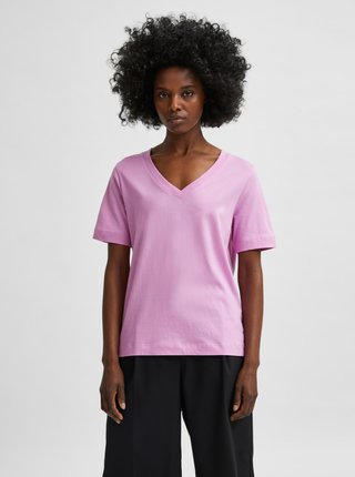 Ružové basic tričko Selected Femme Standard