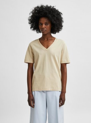 Krémové basic tričko Selected Femme Standard