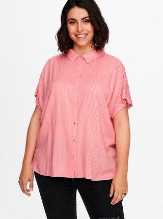 Ružovo-biela pruhovaná košeľa ONLY CARMAKOMA