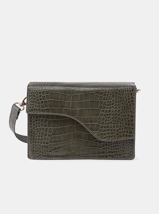 Khaki crossbody kabelka s krokodýlím vzorem Pieces Gunes