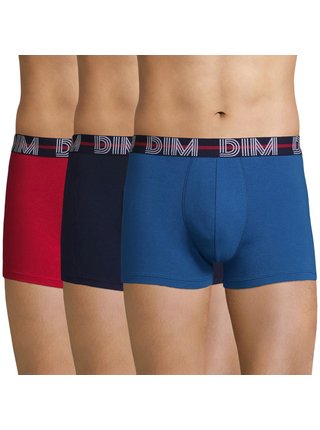 DIM POWERFUL BOXERS 3x - Pánské boxerky 3 ks - červená - tmavě modrá - světle modrá