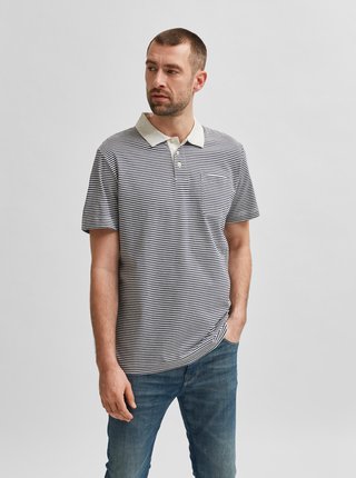 Modro-bílé pruhované polo tričko Selected Homme