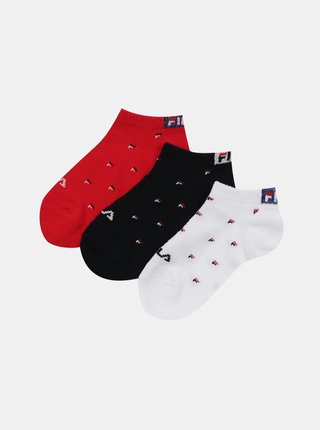 Sada tří párů holčičích ponožek v červené a bílé barvě FILA