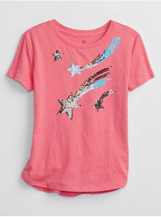 Růžové holčičí dětské tričko flippy sequin graphic t-shirt