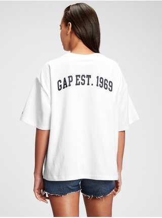 Bílé dámské tričko GAP Logo boxy step hem t-shirt