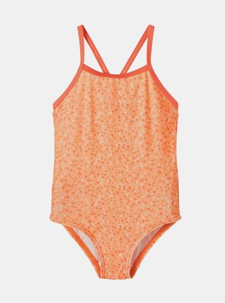 Oranžové holčičí vzorované jednodílné plavky name it Felisia