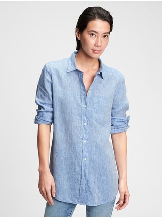 Modrá dámská košile GAP linen boyfriend shirt