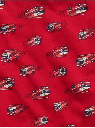 Červené klučičí dětské pyžamo 100% organic cotton fire truck pj set