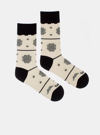 Krémové vzorované ponožky Fusakle Beraní rohy