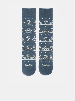 Modré vzorované ponožky Fusakle Kabátec