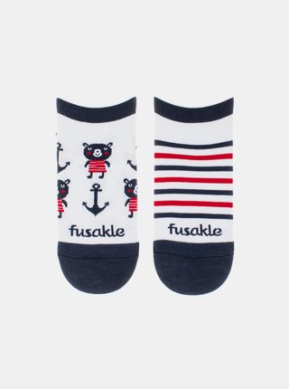Ponožky Fusakle - biela, tmavomodrá