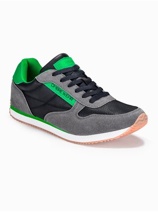 Zeleno-šedé pánské sneakers boty Ombre Clothing T310