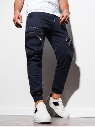 Tmavě modré pánské zkrácené kapsáčové kalhoty Ombre Clothing P996 