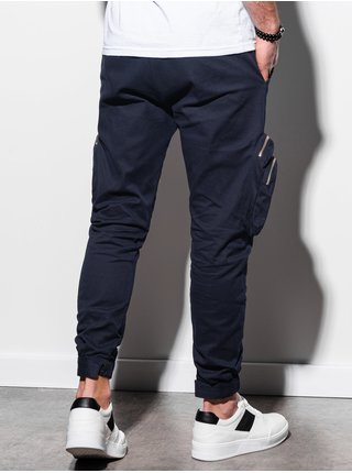 Tmavě modré pánské zkrácené kapsáčové kalhoty Ombre Clothing P996 