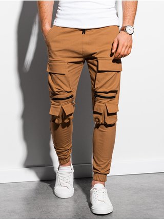Hnědé pánské kapsáčové kalhoty Ombre Clothing  P995