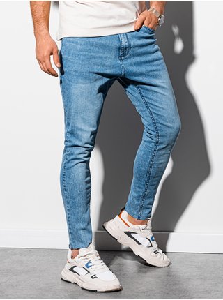 Světle modré pánské zkrácené slim fit džíny Ombre Clothing P923