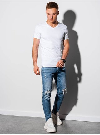 Bílé pánské basic tričko Ombre Clothing S1369