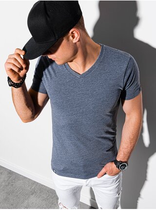 Šedé pánské žíhané basic tričko Ombre Clothing S1369 basic basic